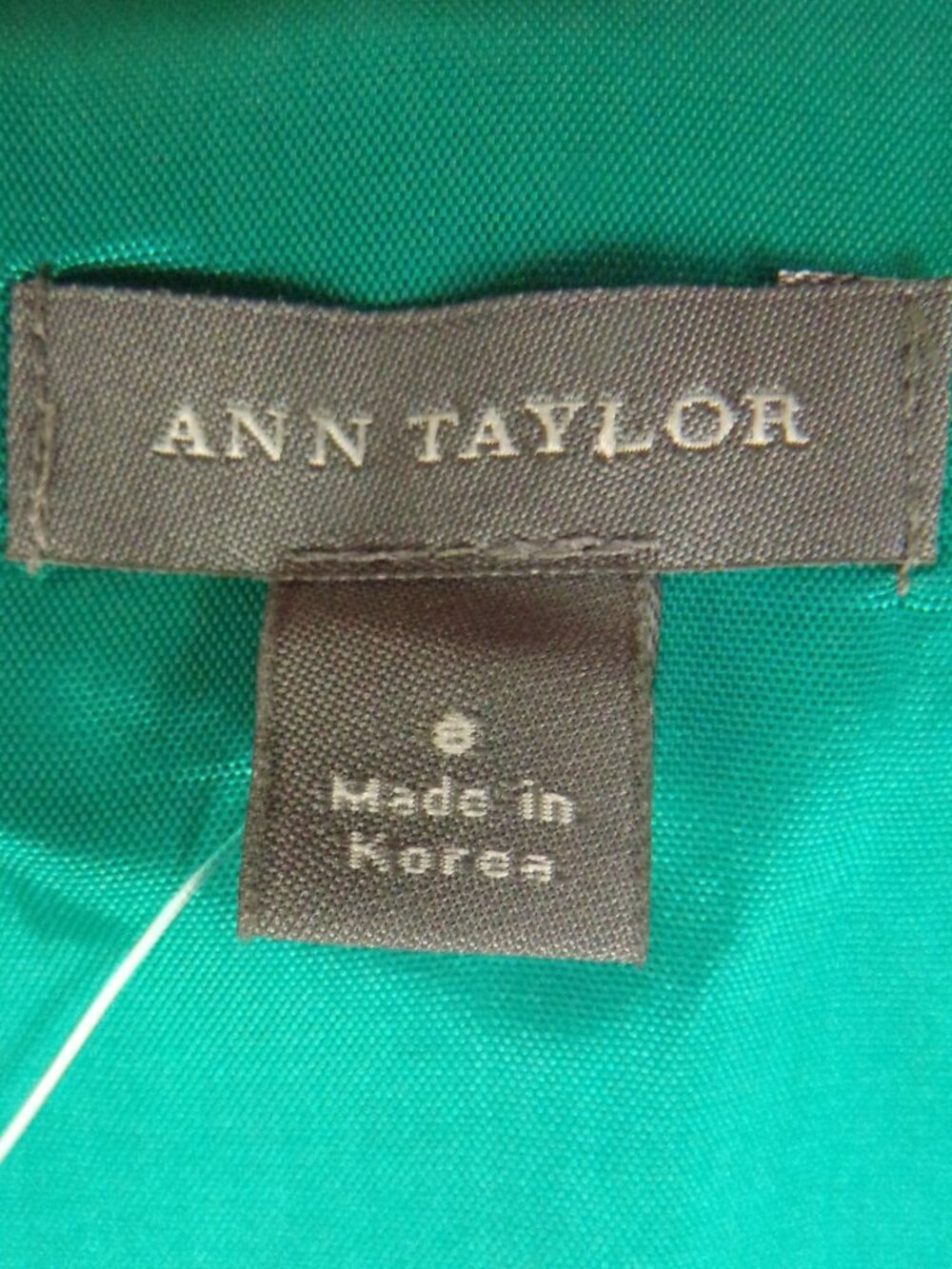 ANN TAYLOR size 8 teal-green OTS fit/flare party/cocktail dress cotton/silk - Picture 9 of 15